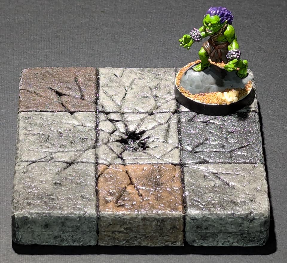 Dungeon/Castle Tile, 3" x 3", Impacted, 9 Blocks