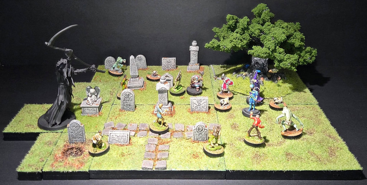 Graveyard Tile, 6" x 6", 6 Graves, Smooth, Autumn