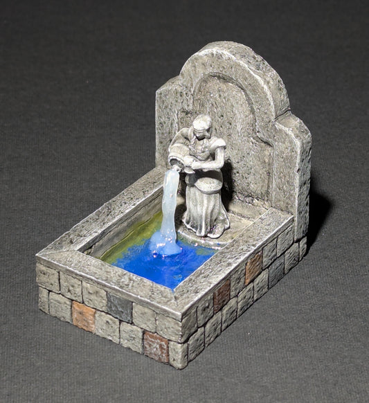 Fountain, Rectangular Basin, Stone, Statue, Pouring, Small