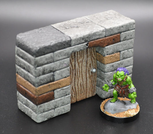 Wall, High, Stone, Fine Brick, Door 1" x 2" x 3"