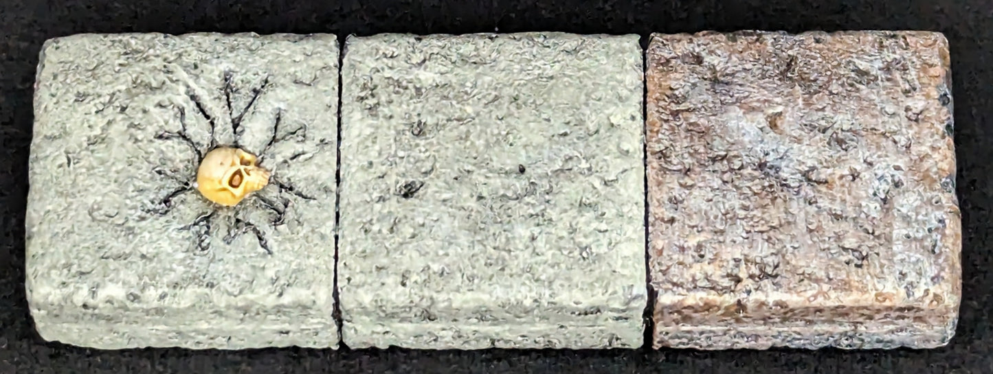 Dungeon/Caste Tile, 1" x 3",  Impacted, 1 Block, Skull