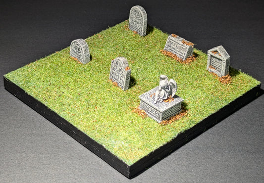 Graveyard Tile, 6" x 6", 6 Grave Mounds, Autumn