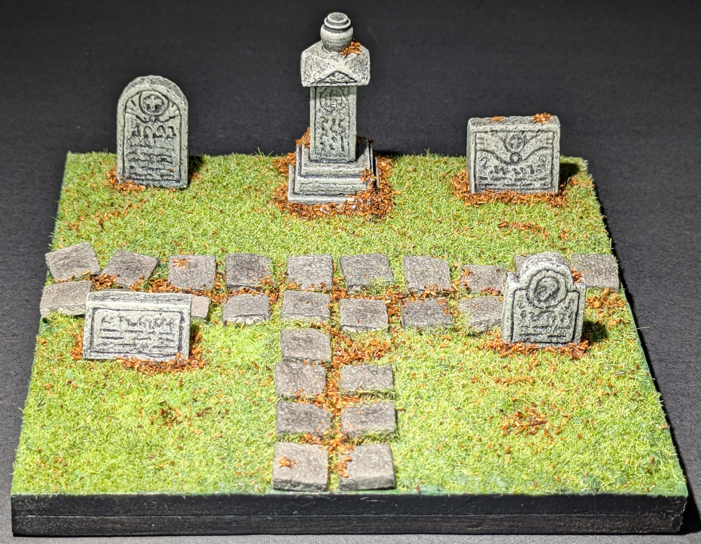 Graveyard Tile, 6" x 6", 5 Graves, Flagstones, South T, Rough, Autumn