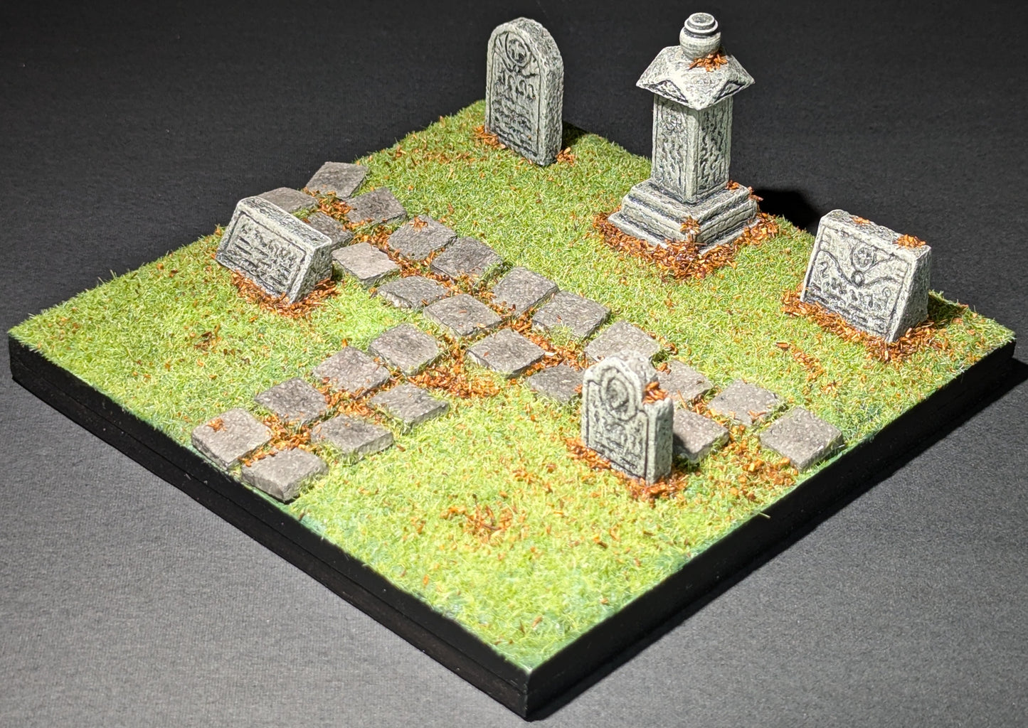 Graveyard Tile, 6" x 6", 5 Graves, Flagstones, South T, Rough, Autumn
