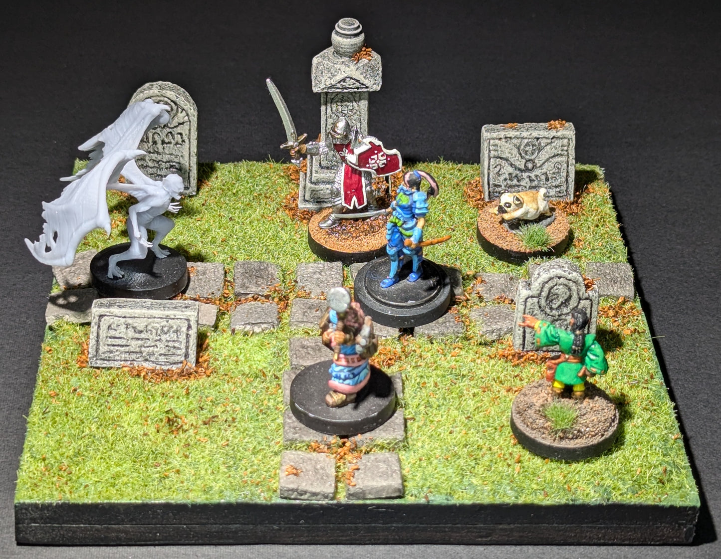 Graveyard Tile, 6" x 6", 5 Graves, Flagstones, South T, Rough, Autumn