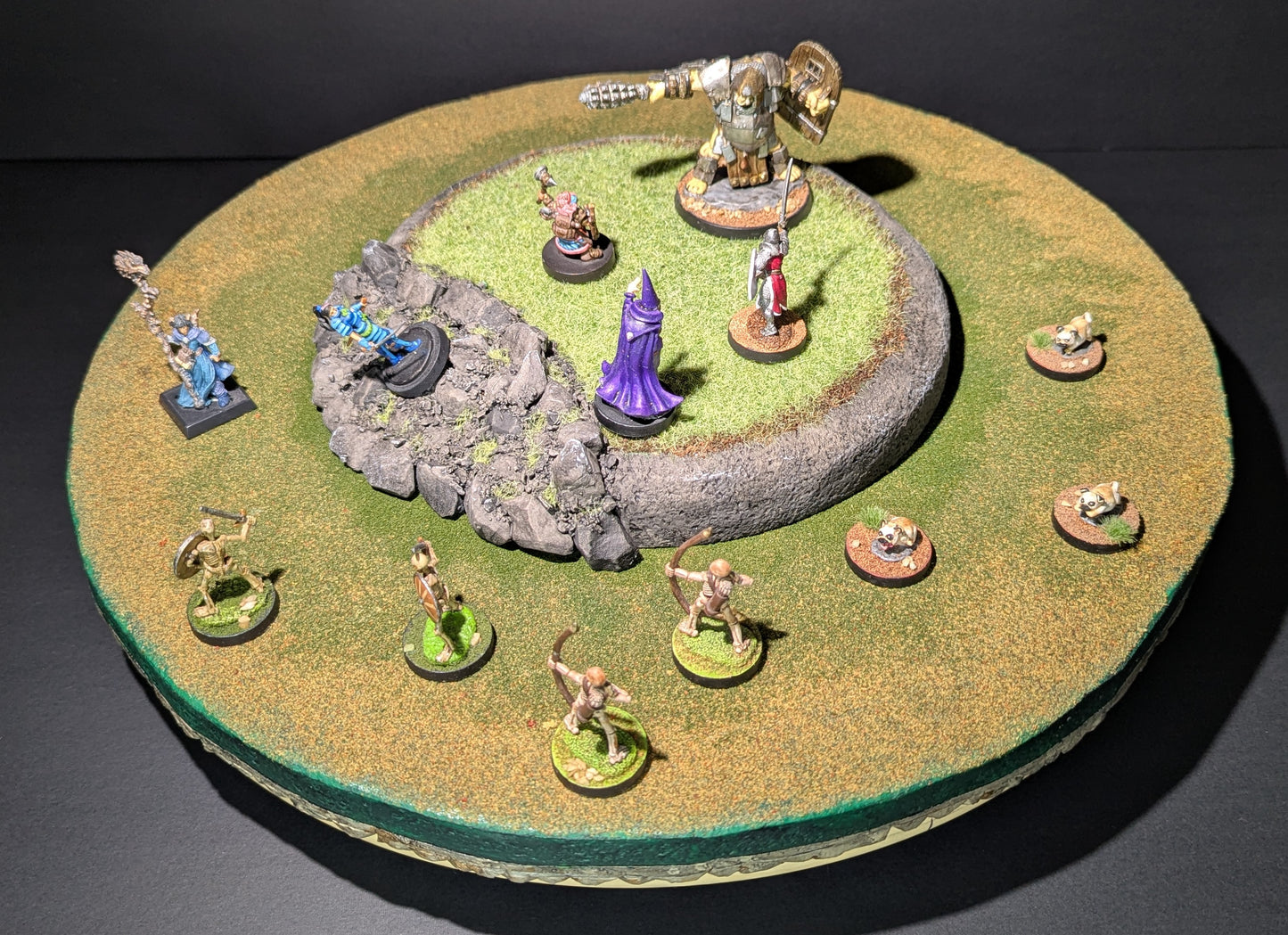 Round Rocky Plateau with Grass and Landslide, 8" x 1"