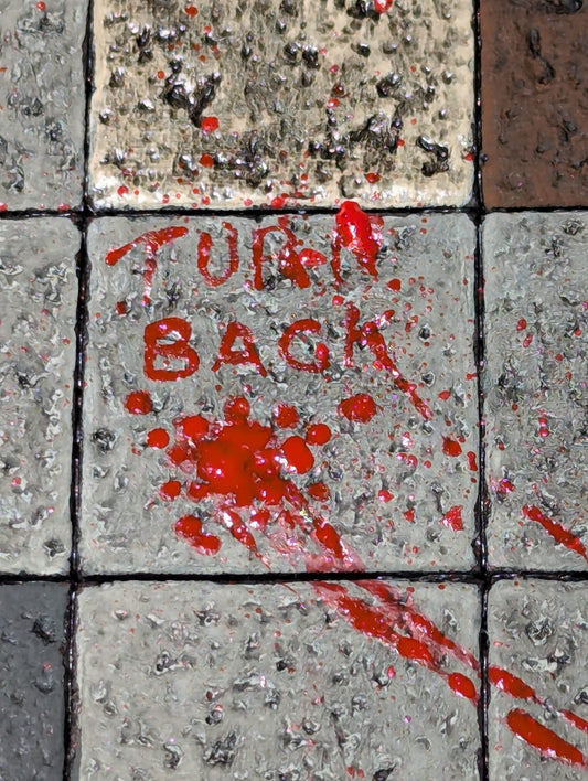 Dungeon Tile, Bloody "Turn Back", 3x3, Dual-sided