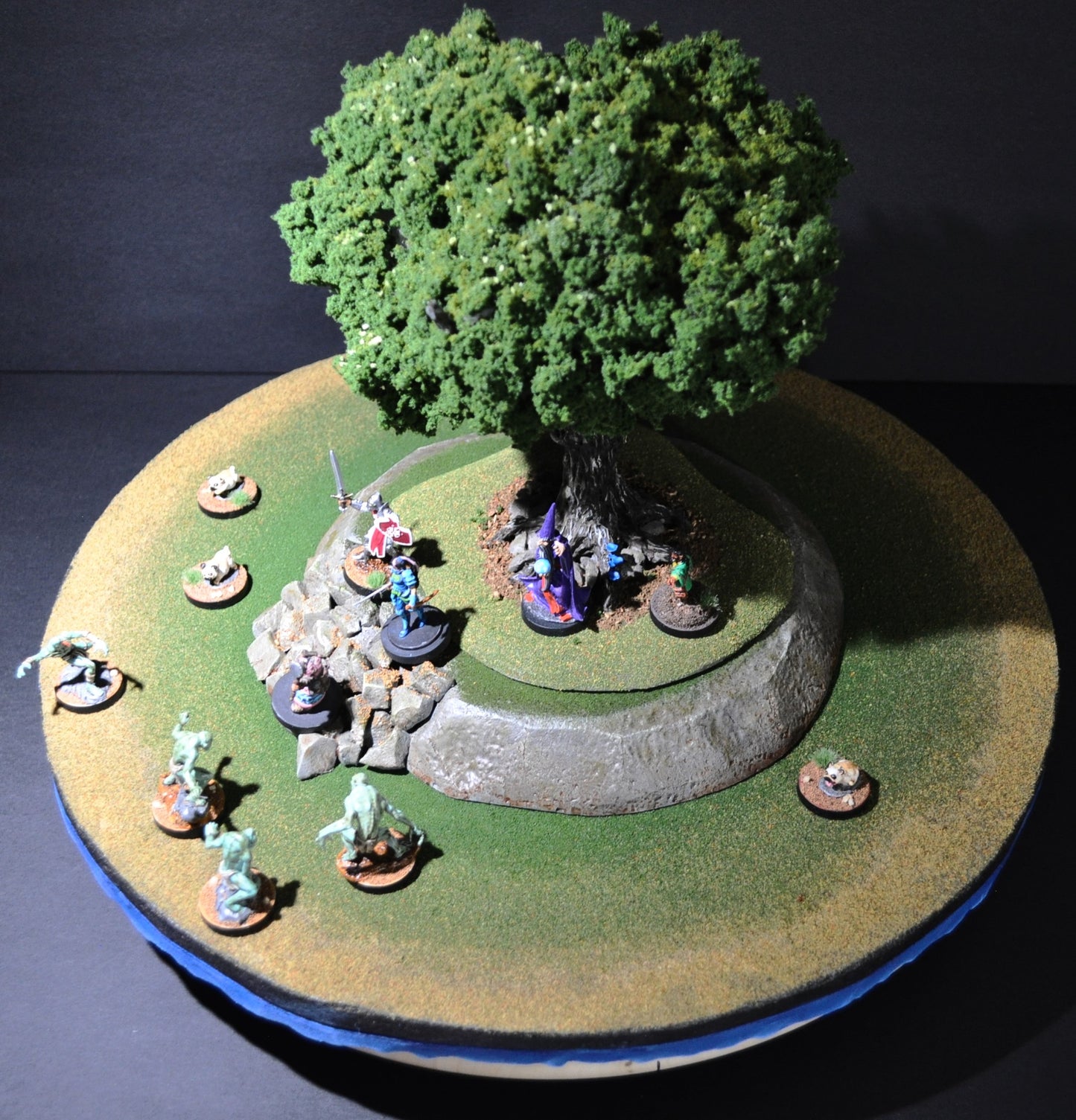 Round Rocky Plateau with Grass and Landslide, 8" x 1"