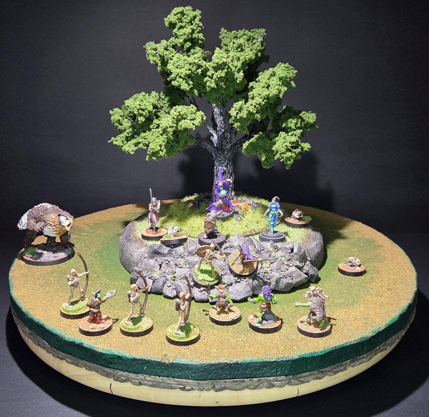 Round Rocky Plateau with Grass and Landslide, 8" x 1"