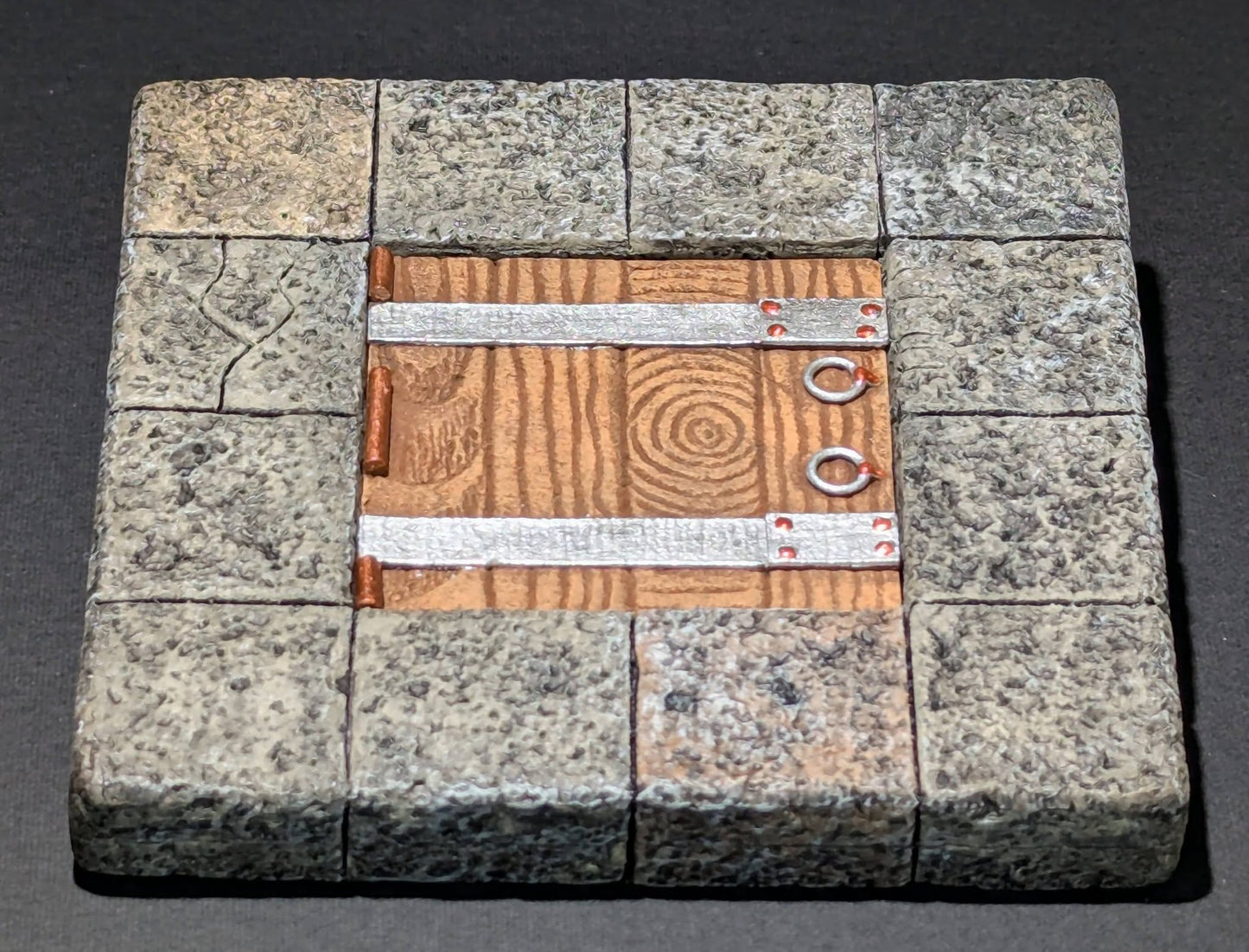 Dungeon/Castle Tile, 4" x 4", Trap Door, Wood, 4 Blocks