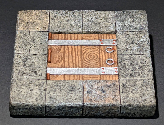 Dungeon/Castle Tile, 4" x 4", Trap Door, Wood, 4 Blocks