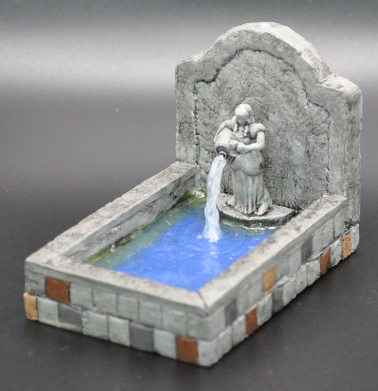 Fountain, Rectangular Basin, Stone, Statue, Pouring